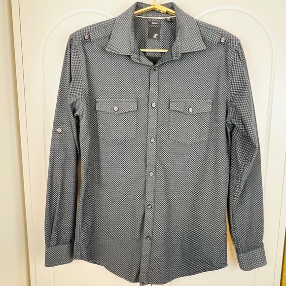 J.Ferrar Men's Casual Button Up Check Pattern Shirt - Picture 1 of 8